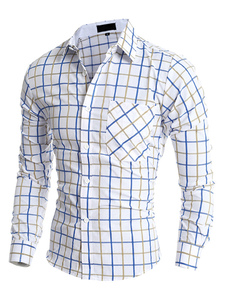 Chemise à carreaux longues manches pour les hommes en échec jaune/noir