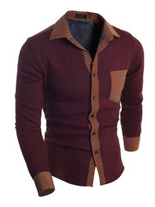 Hommes « Casual longue chemise avec contraste couleur manches