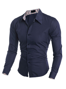 Chemise robe base d’homme en noir/blanc/gris/bleu marine