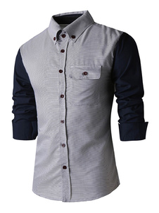 Chemise manches longues Casual hommes dans le bloc de couleur kaki/marine