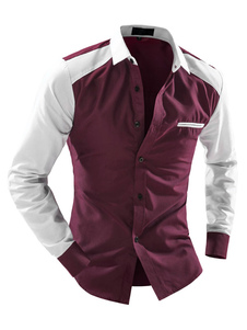 Slim Shirt Casual masculine manches couleur contraste noir/Navy