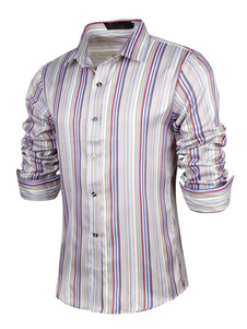 Chemise manches longues à rayures pour les hommes en gris