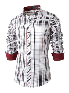 Chemise à carreaux blanc Casual pour hommes Slim Fit
