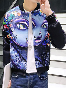 Veste Bomber noir impression 3D pour hommes manches longues Veste Blouson