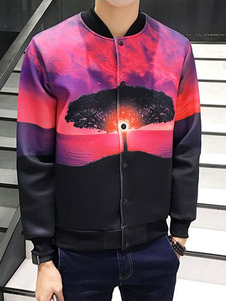 Blouson noir pour les hommes avec une impression de coucher de soleil