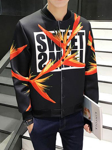 Noir imprimé Bomber Jacket pour hommes