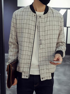Plaid Bomber Jacket Black/White Casual masculine Outwear Jacket