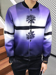 Imprimé de blouson pour homme en violet fermeture éclair manteau de printemps