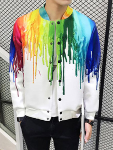 Blouson blanc pour les hommes avec une impression de couleur vive