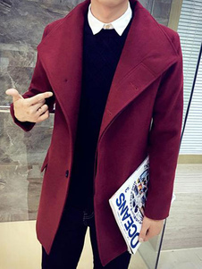 Manteau Long d’hiver pour hommes mince manteau Fit en Bourgogne/Navy