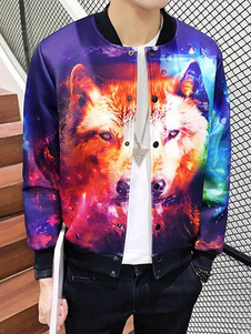 Blouson soutenu bleu en coton mélangé