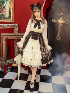 Lolita Jupe excellente douse en polyester artistique imprimé fleurie