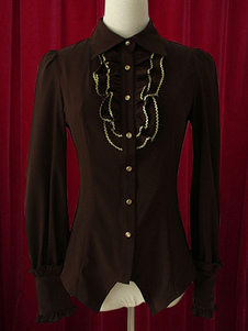 Classic Lolita Blouse col pointu avec volants Trim