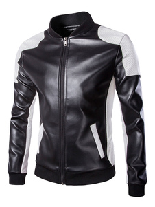 Veste en PU col montant pour homme