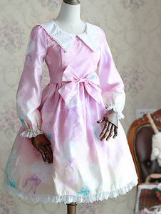 Dentelle robe Lolita Sweet Lolita robes Big Bow manches longues Milanoo Lolita Robe avec Double Orga