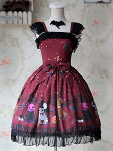Robe lolita chiffon impression avec noeud douse