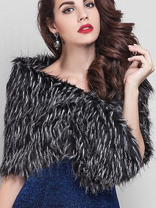 Châle noir fausse fourrure acrylique châle pour femmes