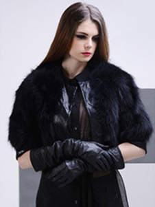 Châle noir fausse fourrure acrylique châle pour femmes