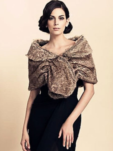 Châle marron fourrure acrylique châle pour femmes