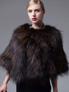 Châle noir brunâtre fausse fourrure acrylique châle pour femmes
