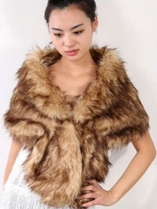 Caramel châle fausse fourrure acrylique châle pour femmes