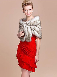 Châle blanc écru fausse fourrure acrylique châle pour femmes