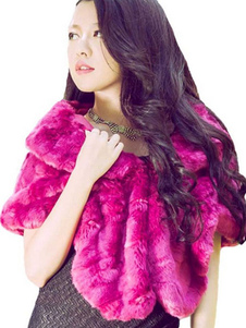 Rose rouge châle fausse fourrure acrylique châle pour femmes