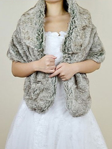 Taupe châle fausse fourrure Trendy châle acrylique pour les femmes