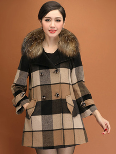 Manteau color-block avec poches col à revers