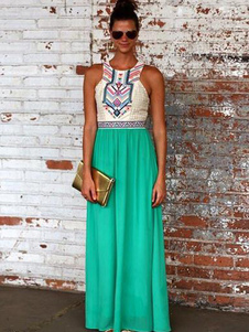 Robe Longue Taille Haute D'été Tribal Style