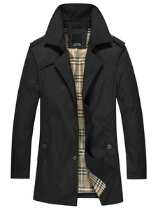 Blouson slim long en polyester unicolore avec bouton