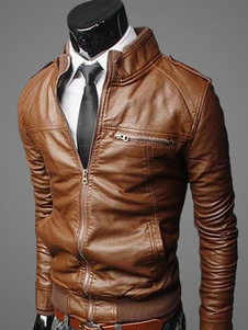 Veste de cuir moulante unicolore