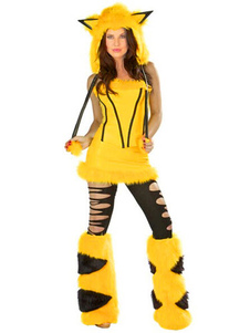 Costume de Catwoman jaune bicolore en terry