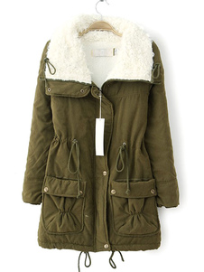 Manteau d’hiver poches Drawstring des femmes surdimensionné mi-longs Parkas occasionnel