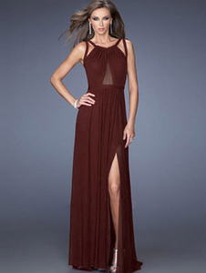 Backless Maxi robe bretelles robe de soirée élégante Split haute