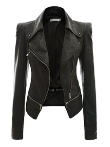 Vestes PU cuir Jacket Zippers Slim Fit Moto