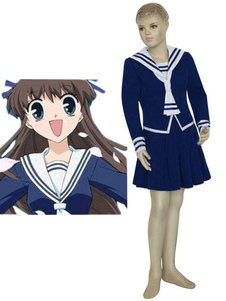 Costume Cosplay pour filles deFruits Basket Tohru Honda en tissu uniforme bleu et blanc