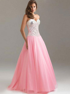 Color Block paillettes dos nu sans bretelles Tulle robe Maxi