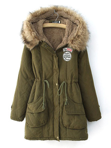 Hoodies Parkas fausse fourrure Collier cordon femmes poches occasionnels manteau d’hiver
