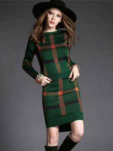 Robe pull charmante mode à carreause