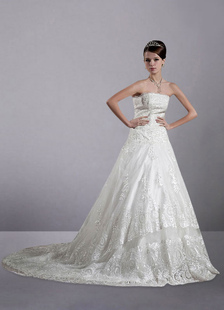 Mariage Ivoire robe bustier brodé dentelle Tulle robe de mariée