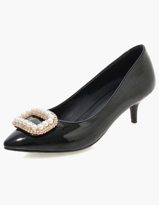 Escarpins à talons prismes talons couverts avec strass