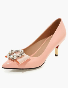 Escarpins à talons prismes talons couverts avec noeud