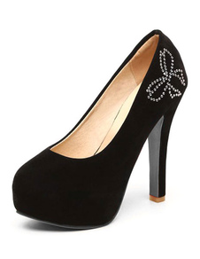 Plateformes noir Micro Suede chaussures de soirée pour femmes