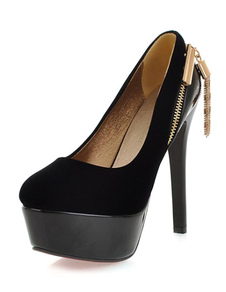 Monogramme rouge Suede plate-forme pompes pour les femmes