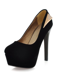 Monogramme noir Suede plate-forme pompes pour les femmes