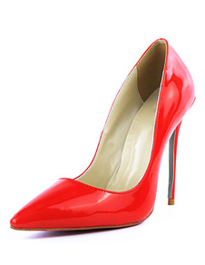 Talons en cuir bout pointu pompes de Slip-on noir femmes