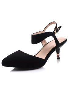 Escarpins à talons aigus en cuir poncé unicolore et talons décolletés semelles en caoutchouc antifri