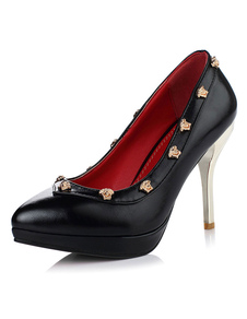 Talons bout pointu Rivets métalliques plate-forme pompes femmes