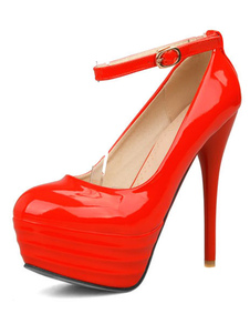 Escarpins à plateforme à talons aigus en PU ruban aux chevilles